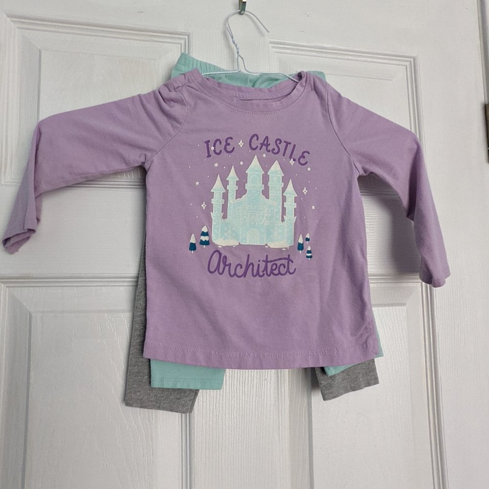 Cat & Jack Ice Castle Long Sleeve T Shirt with 2 Leggings 18m-2T